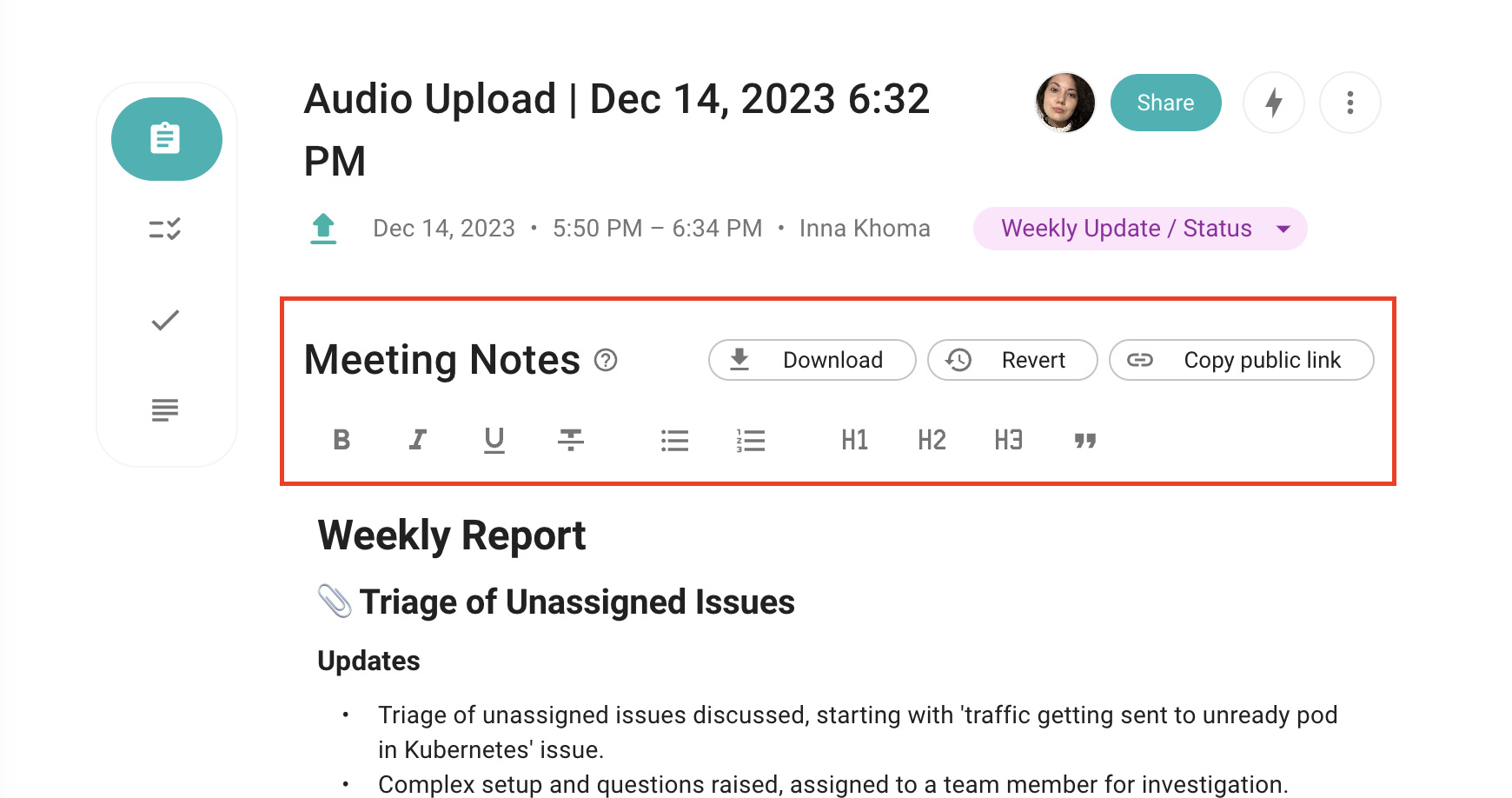 Sembly Meeting Notes – Sembly AI